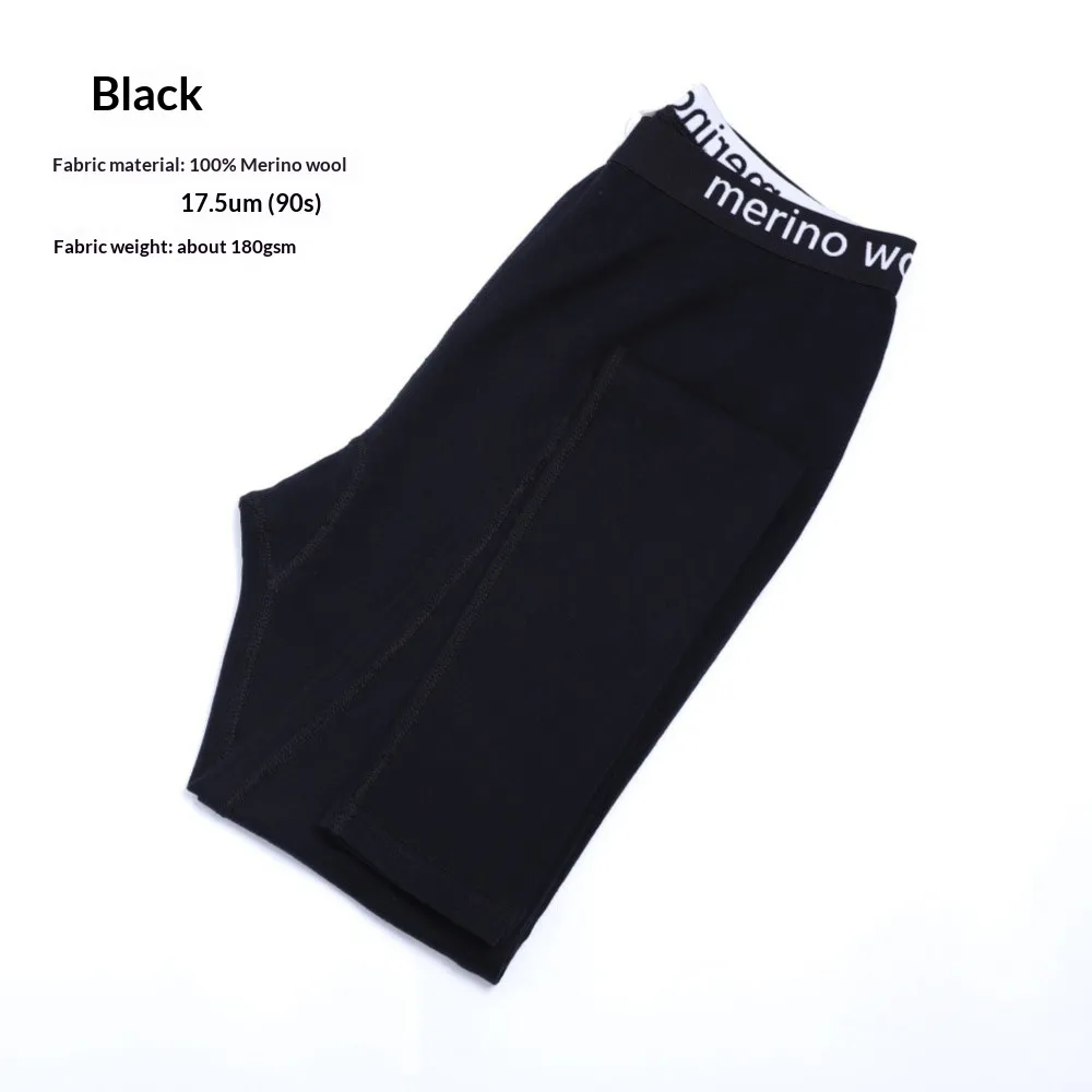 Womens Merino Wool Base-Layer Pants Outdoor Quick-Dry Tights - Black