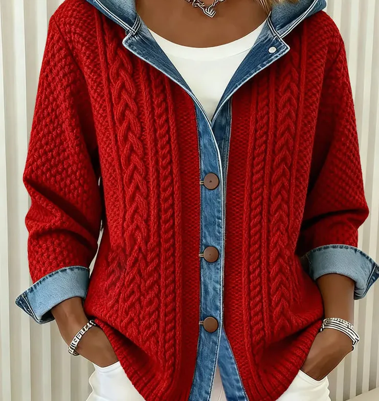 Womens Shirt Hoodie For Fall And Winter - Red - View 1