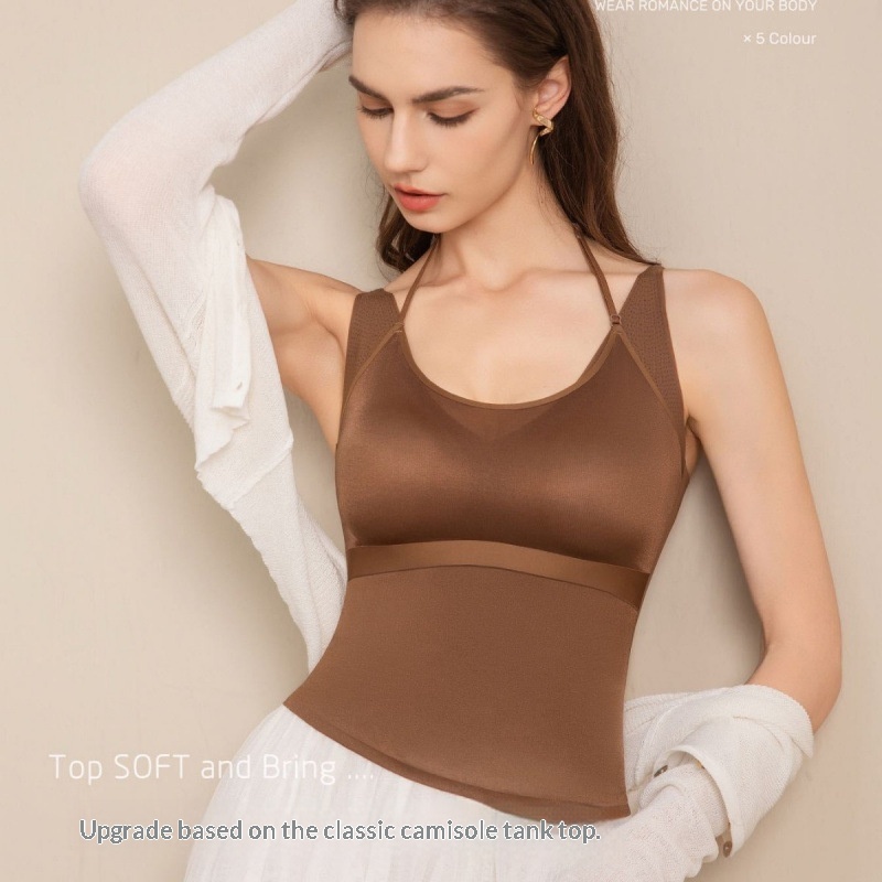 Neck Hanging Sports Vest For Women Satin Antibacterial Strapless With Built In Bra Padswear It As An Outer Layer