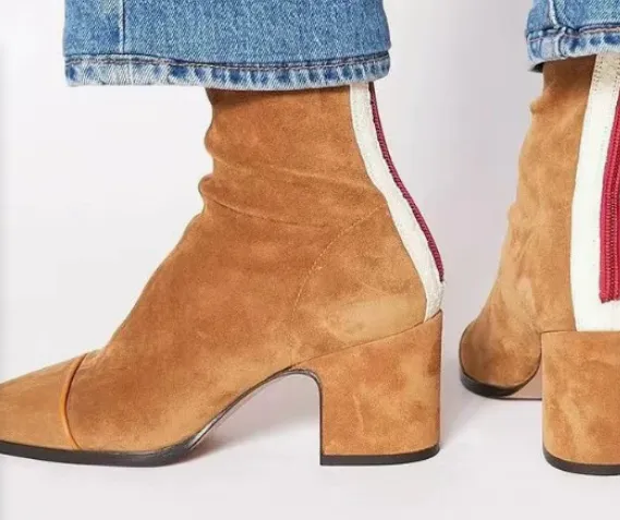 Winter Fashion High Heel Suede British Style Square Toe Women's Boots Tawny 38 - Shop at LoveMi