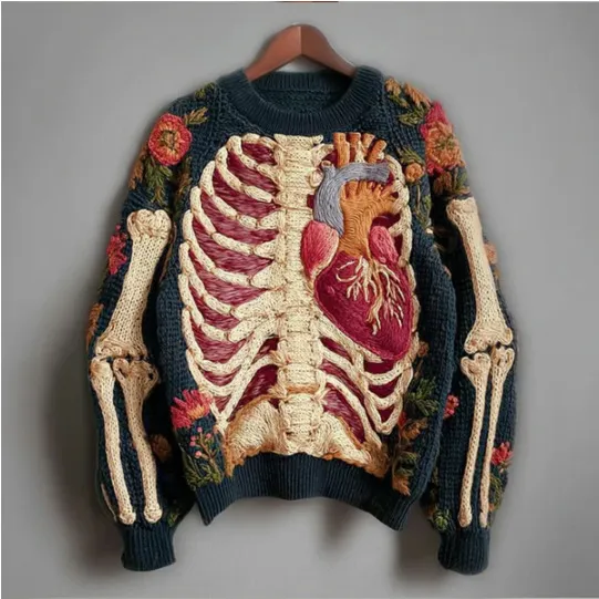 Womens 3D Digital Print Crew Neck Loose Sweater D45Tgefrs 4Xl - Shop at LoveMi