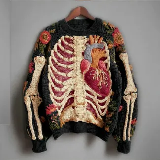 Womens 3D Digital Print Crew Neck Loose Sweater F5E4Sdce 2Xl - Shop at LoveMi