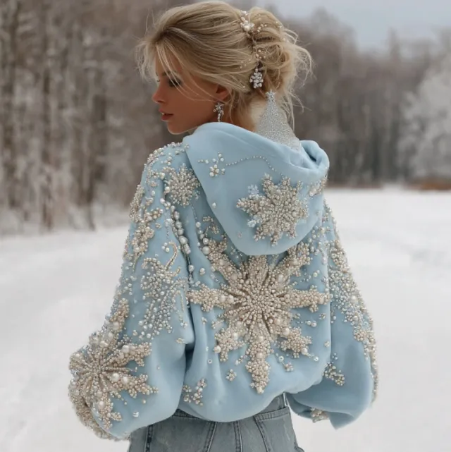 Stylish Printed Womens Pullover Hoodie Blue - Shop at LoveMi
