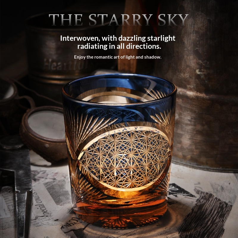 Edo Kiriko Japanese Hand-Carved Liquor Glasses For Home Use Vintage Style