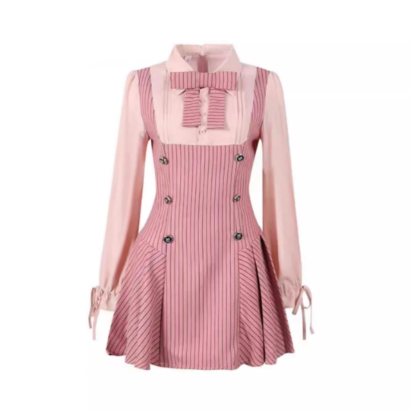 Sweet And Cool Preppy Style Two-piece Shirt Long-sleeved Dress
