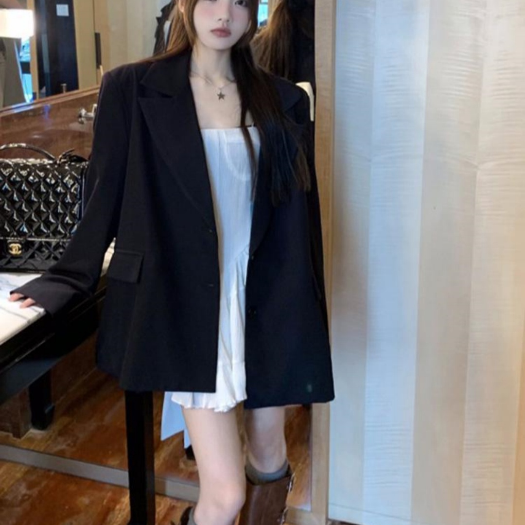 Womens Loose-fitting Mid-length Coat For Fall