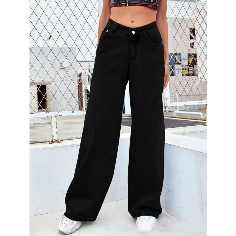 Sweet And Spicy Style High Waist Straight Jeans Women's Clothing - Black