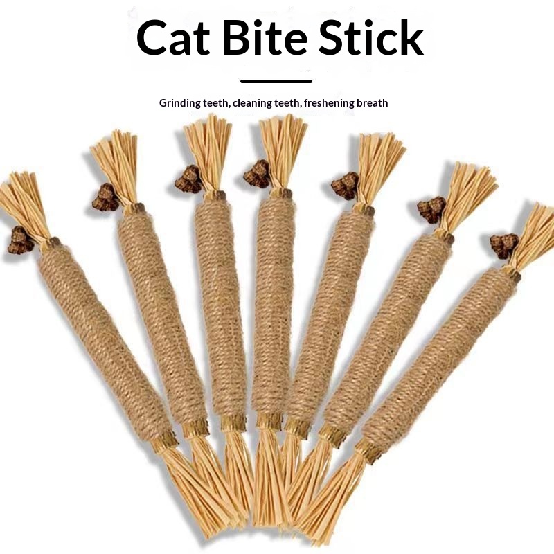 Cat Catnip Teething Stick Raffia Pet Toy