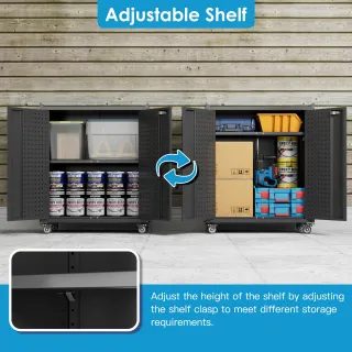Metal Storage Cabinet With Wheels Rolling Storage Cabinet With 2 Doors And Adjustable Shelves