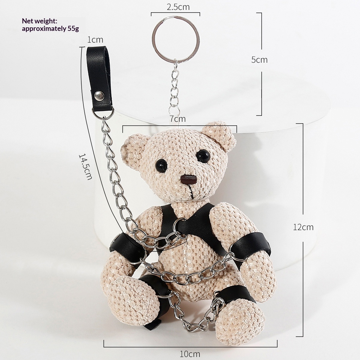 Stuffed Bear Toy With Bondage-themed Keychain