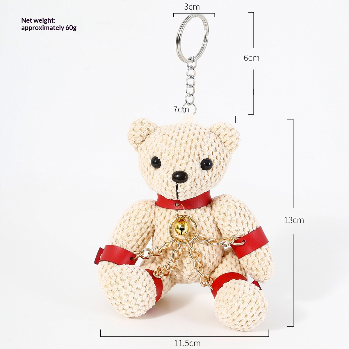 Stuffed Bear Toy With Bondage-themed Keychain