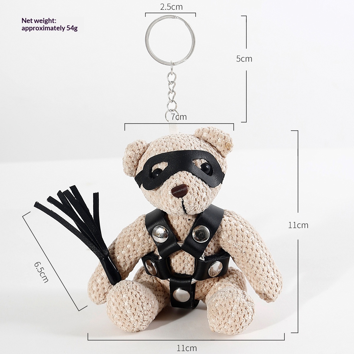 Stuffed Bear Toy With Bondage-themed Keychain