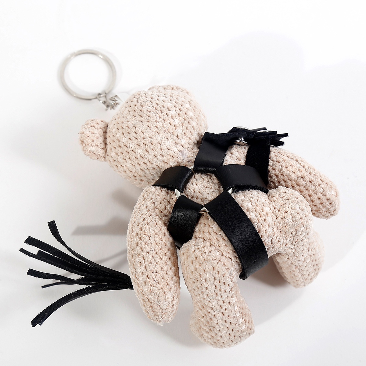 Stuffed Bear Toy With Bondage-themed Keychain
