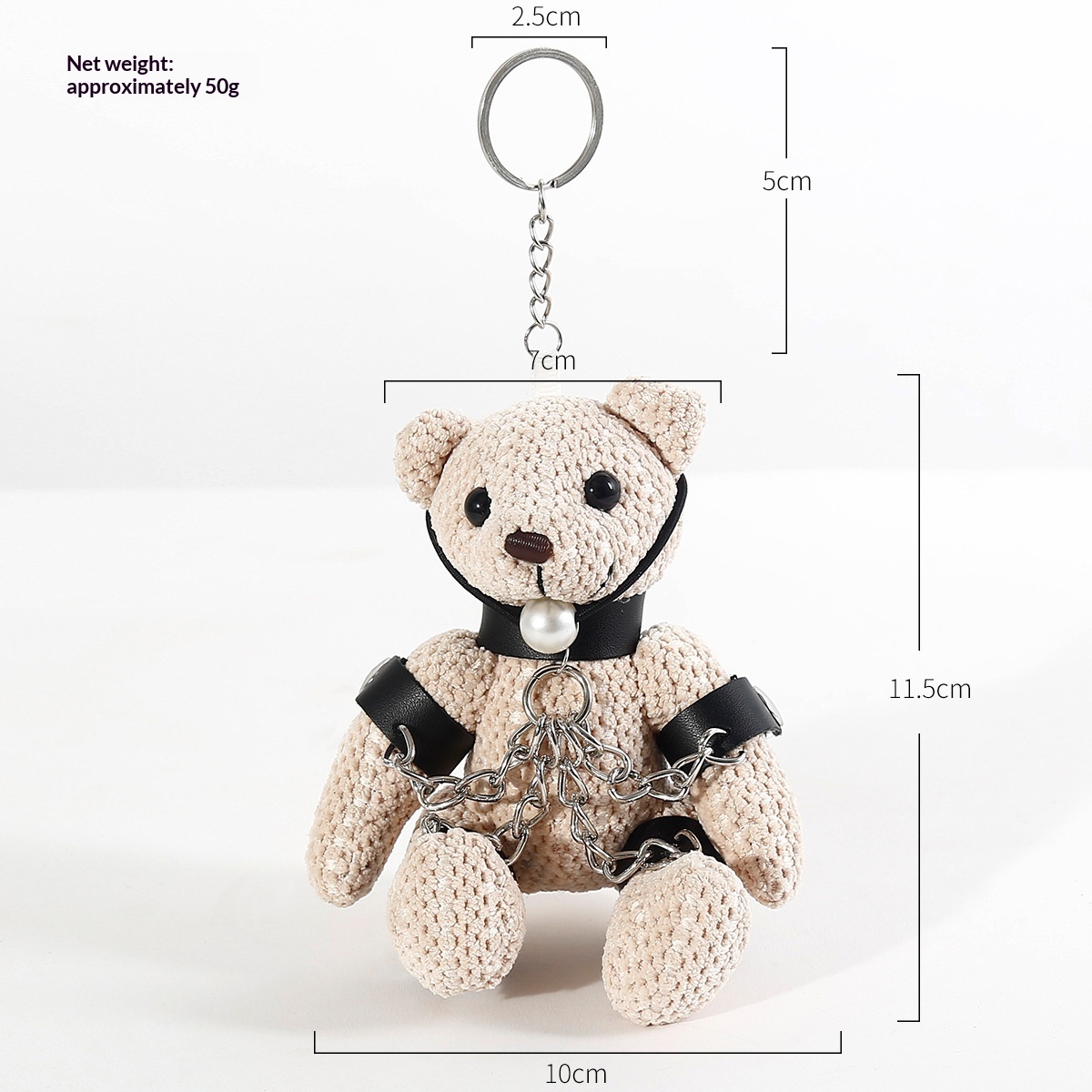 Stuffed Bear Toy With Bondage-themed Keychain