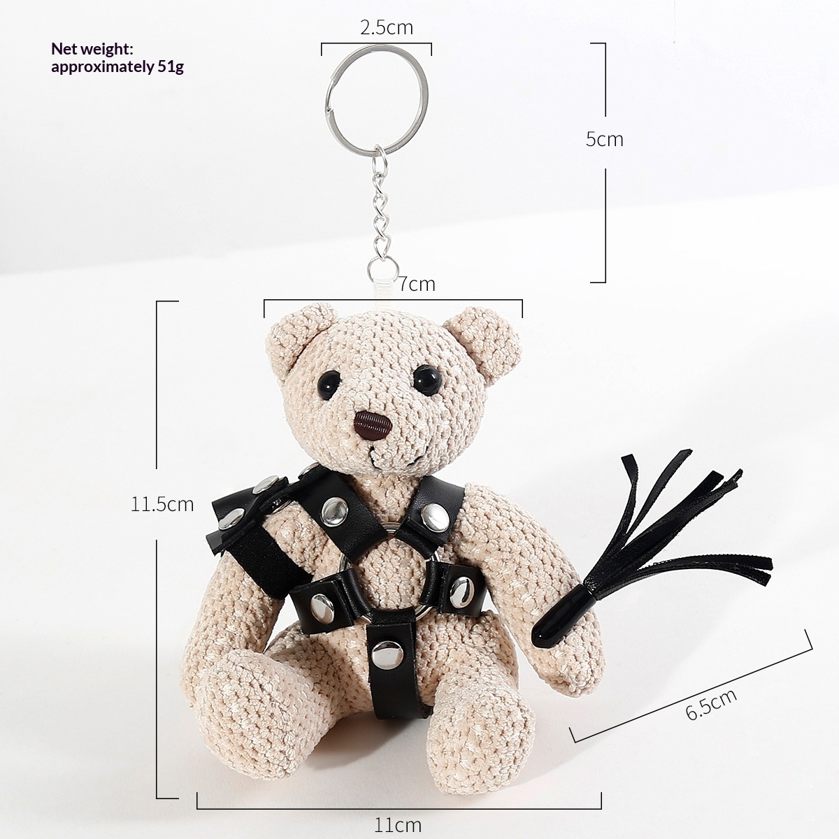 Stuffed Bear Toy With Bondage-themed Keychain