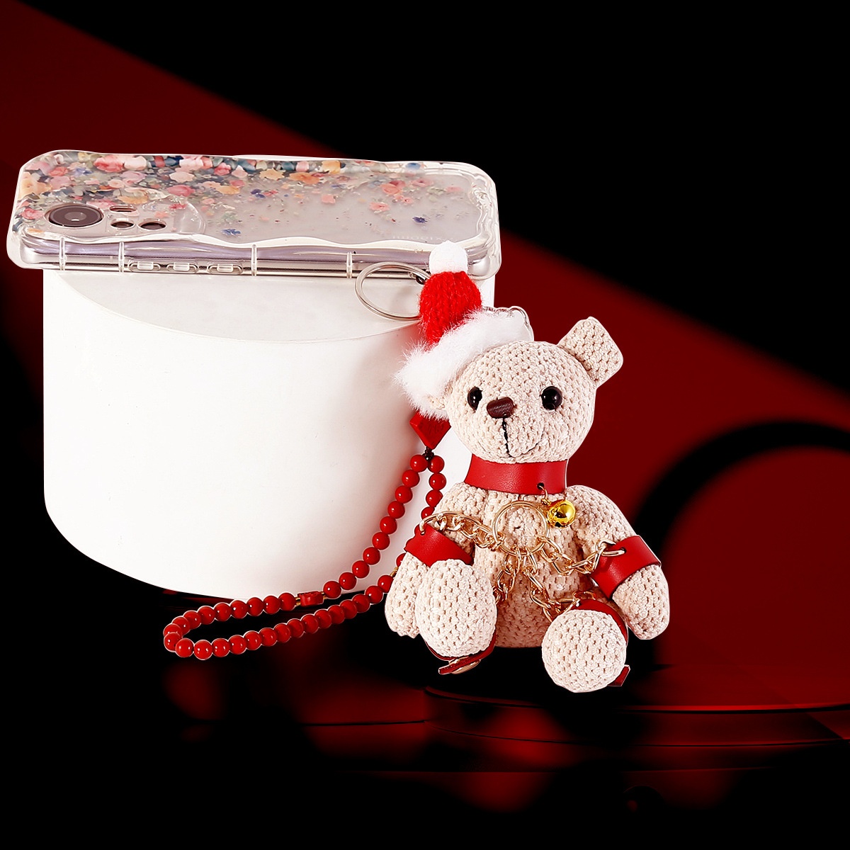 Stuffed Bear Toy With Bondage-themed Keychain