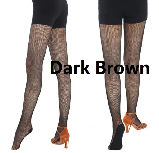 Professional Hard-Net Latin Dance Tights - Brown