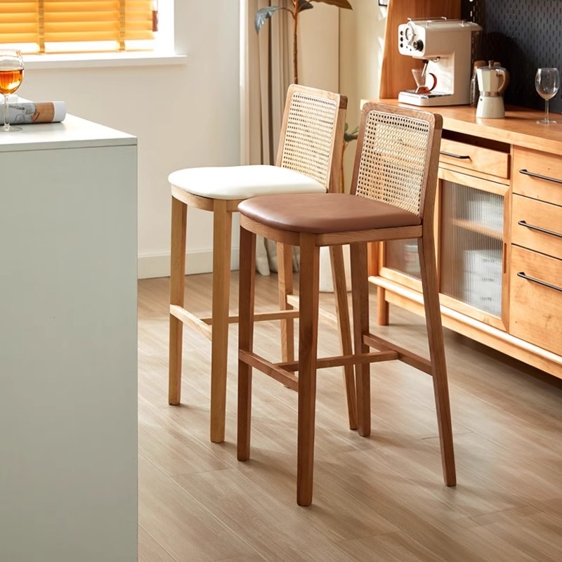 Light-luxury Modern Minimalist Solid-wood Bar Stool