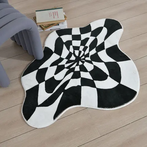 Retro Style Black and White Checkered Anti Slip Floor