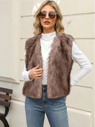 New V neck Short Vest Top Brown - Shop at LoveMi