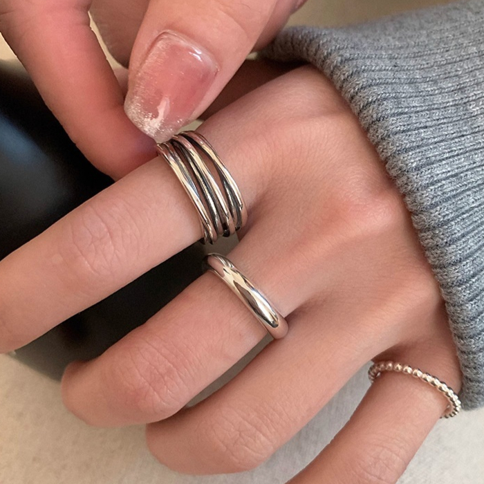 Vintage Multi-layer Ring With Crisscross Design For Women