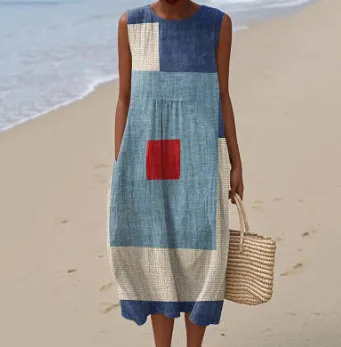 Printing Temperament Long Dress Fitted Comely Casual Skirt - B22Q25707016-L