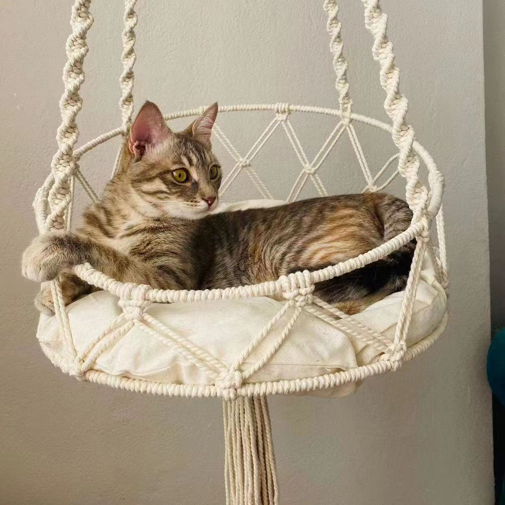 Handwoven Kitten Hammock Hanging Decor For Indoor Use