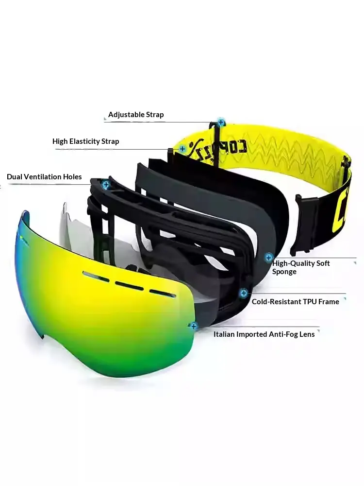 Anti-fog Card-type Myopia Spherical Double-layer Ski Goggles
