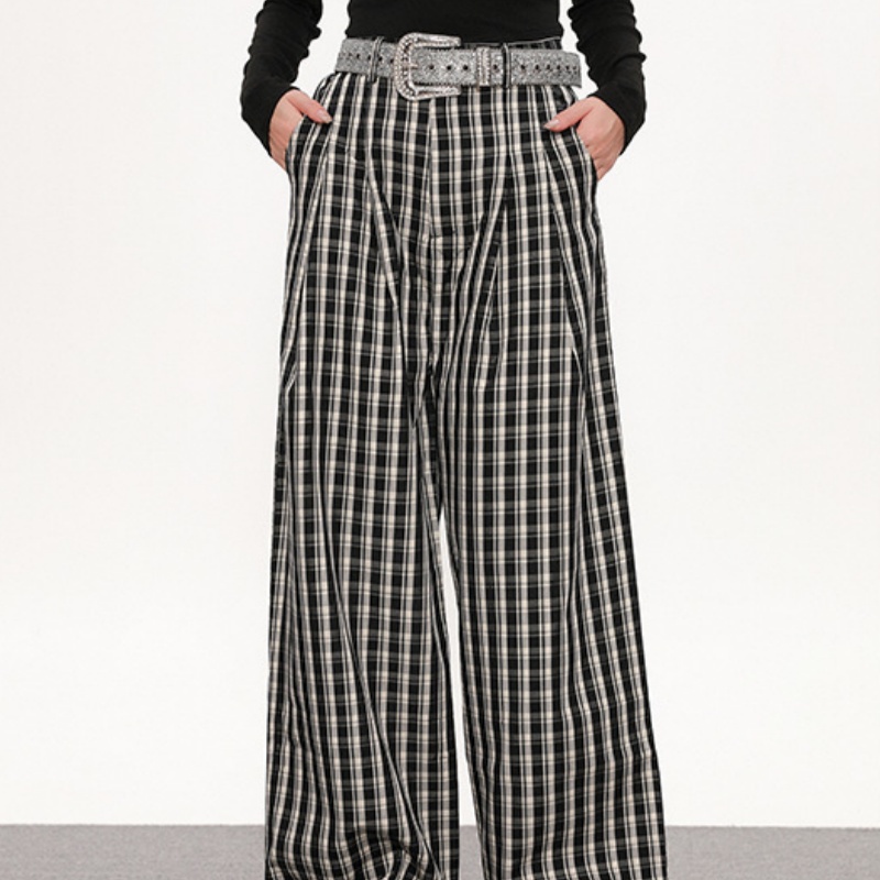Sweet Stylish Flared Plaid Pants For Womenfashionable And Versatile