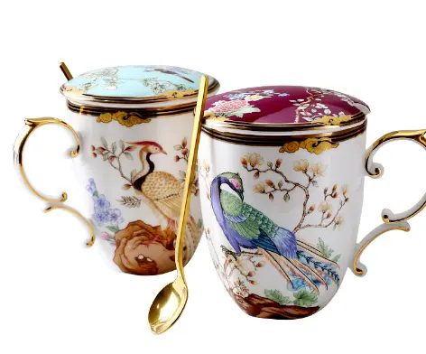 British-style Colorful Ceramic Mug With Lid
