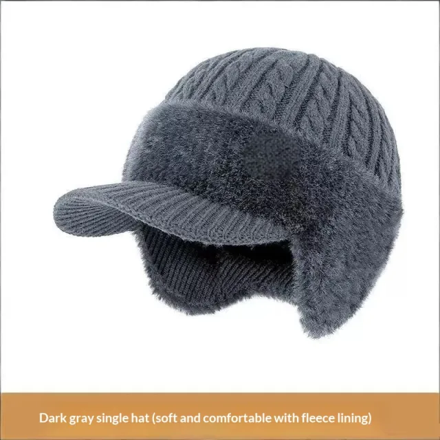 Thickened Warm Knitted Beanie With Rabbit Fur Lining And Ear Flapswind And Cold resistant For Cycling Gray - Shop at LoveMi