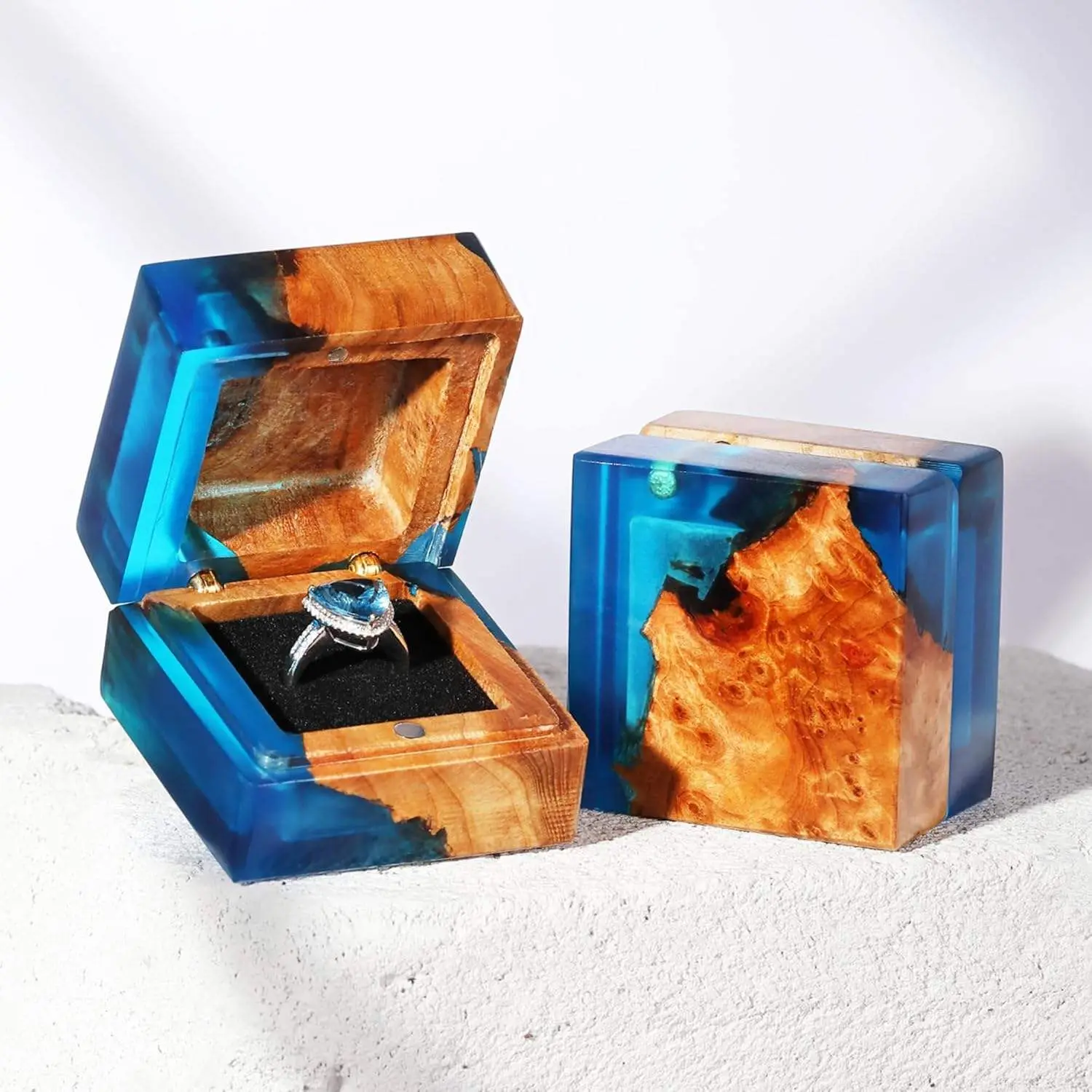 Resin Wood Ring Box Storage Container