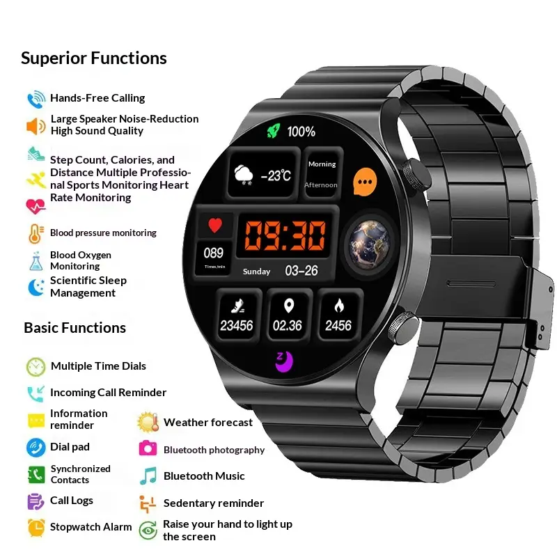 Smart Sports Watch With Bluetooth Calling Heart Rate And Blood Glucose Monitoringa Multifunctional Wrist Device