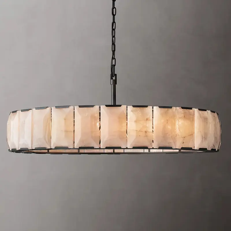 All-Copper Postmodern Minimalist Natural Marble Chandelier