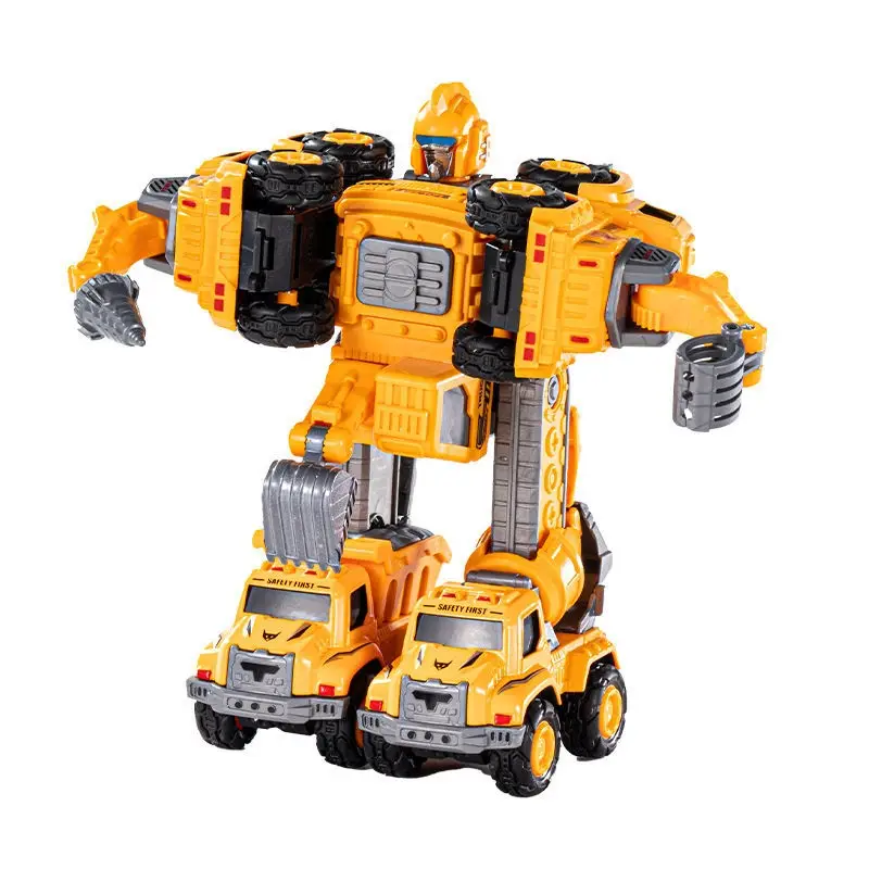 Childrens Toy Alloy Pull-Back Engineering Fleet 5-in-1 Assembled Transforming Robot
