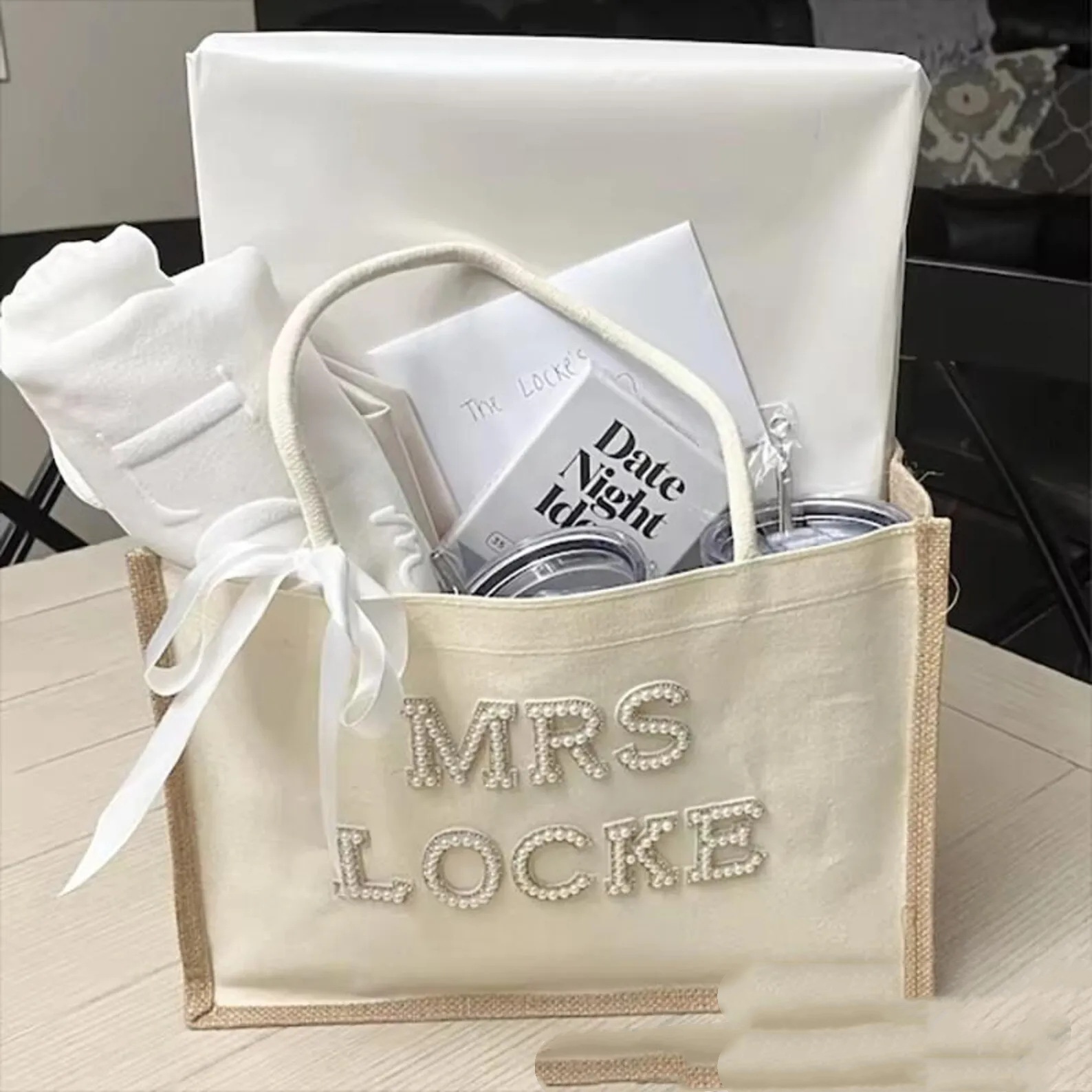 Custom Cute Tote Bag With Pearl Accessories