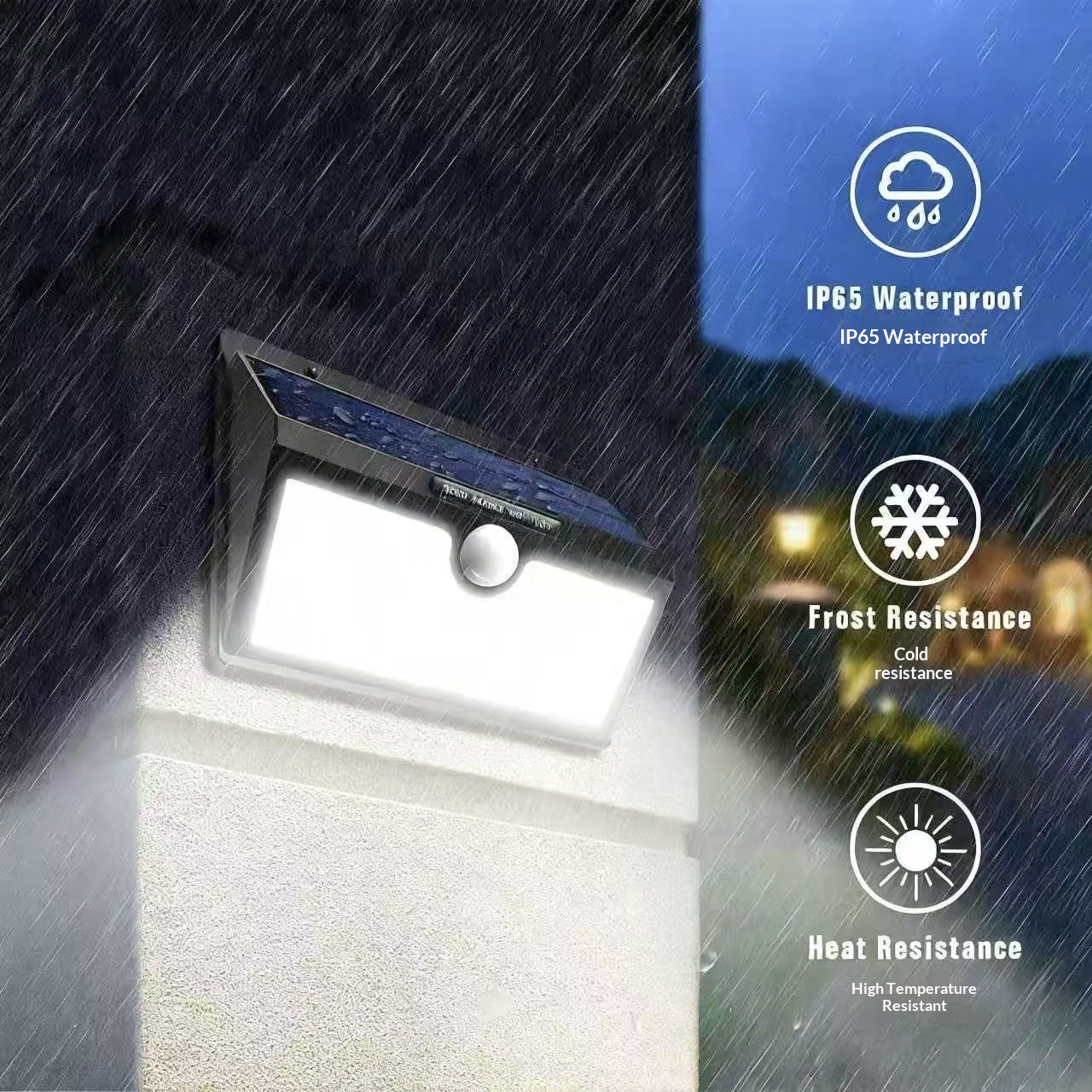 Waterproof Solar Outdoor Light 78-LED Motion-Sensor Wall Lamp