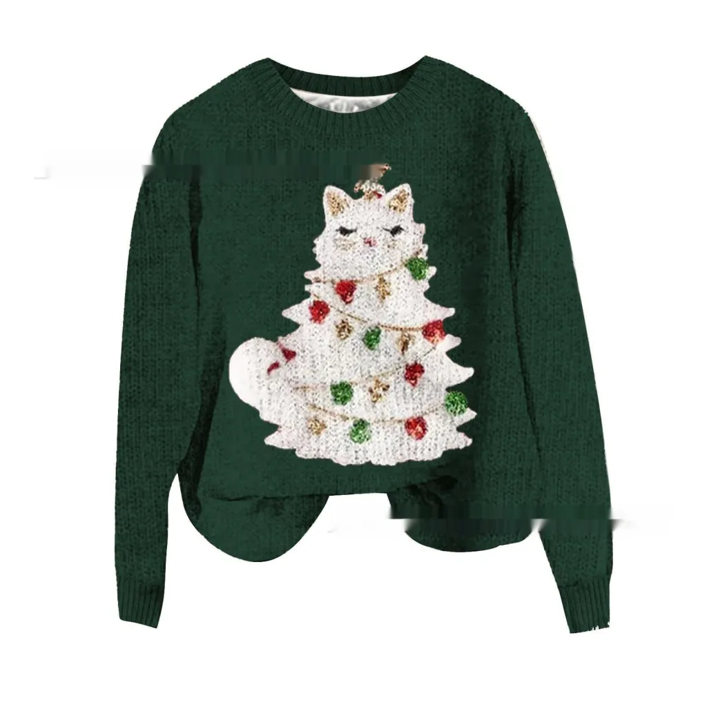 Arrival Chunky-Knit 3D Digital-Print Crewneck Sweatshirt - Green