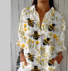 Womens Blouse Cross Border Lapel Shirt 3D Digital Print Top Sx6265 4Xl - Shop at LoveMi