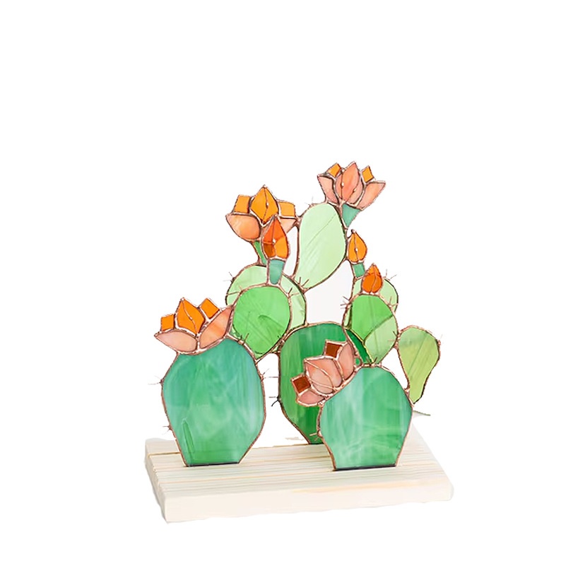 Glass Colored Glass Green Cactus Plant Ornament (10X15CM)