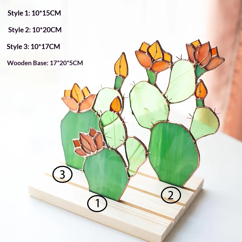 Glass Colored Glass Green Cactus Plant Ornament (10X15CM)