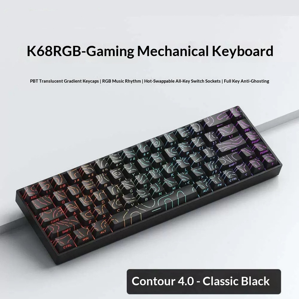 68-key Wireless Mechanical Portable Gaming Wired Keyboard For Laptops