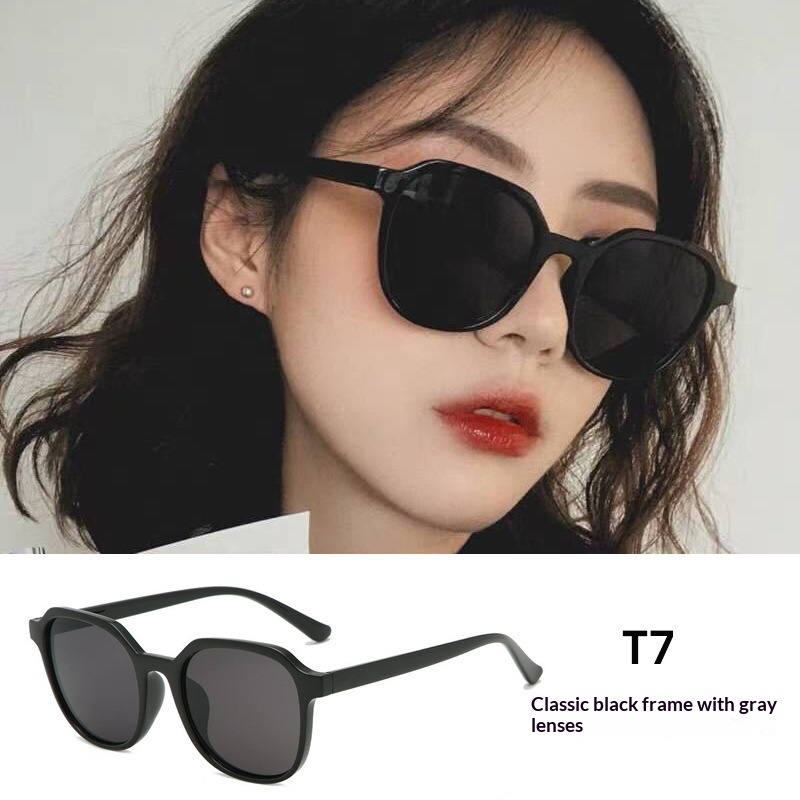 Womens Sophisticated Face-flattering UV-protective Large-frame Retro Sunglasses