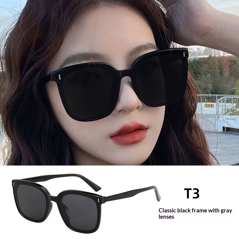 Womens Sophisticated Face-flattering UV-protective Large-frame Retro Sunglasses