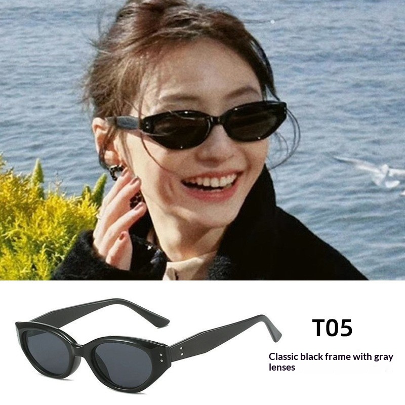 Womens Sophisticated Face-flattering UV-protective Large-frame Retro Sunglasses