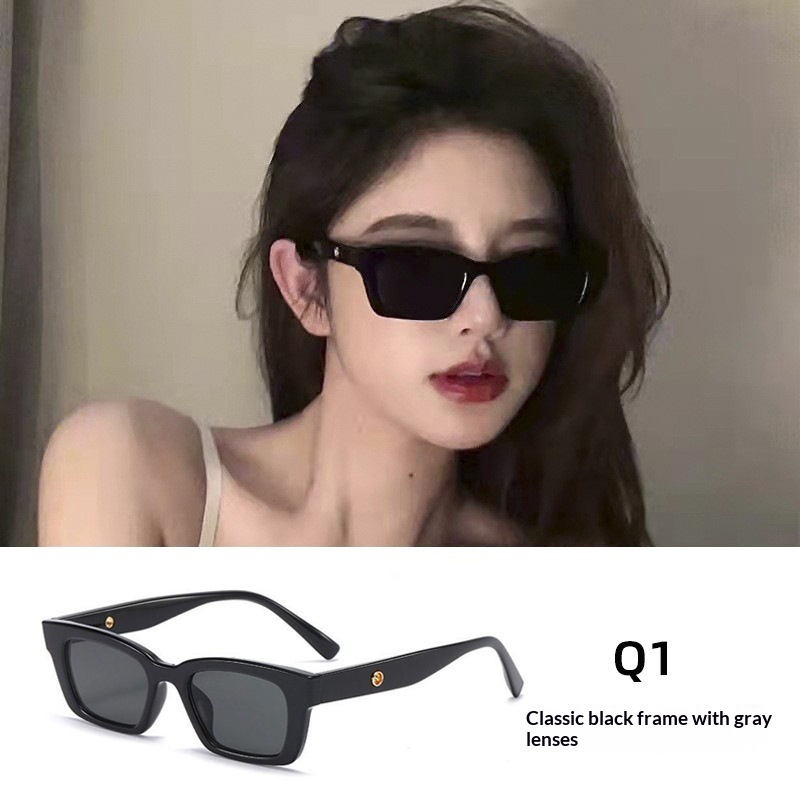 Womens Sophisticated Face-flattering UV-protective Large-frame Retro Sunglasses