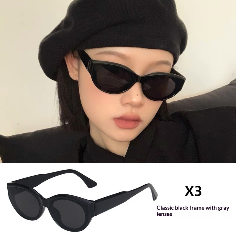 Womens Sophisticated Face-flattering UV-protective Large-frame Retro Sunglasses