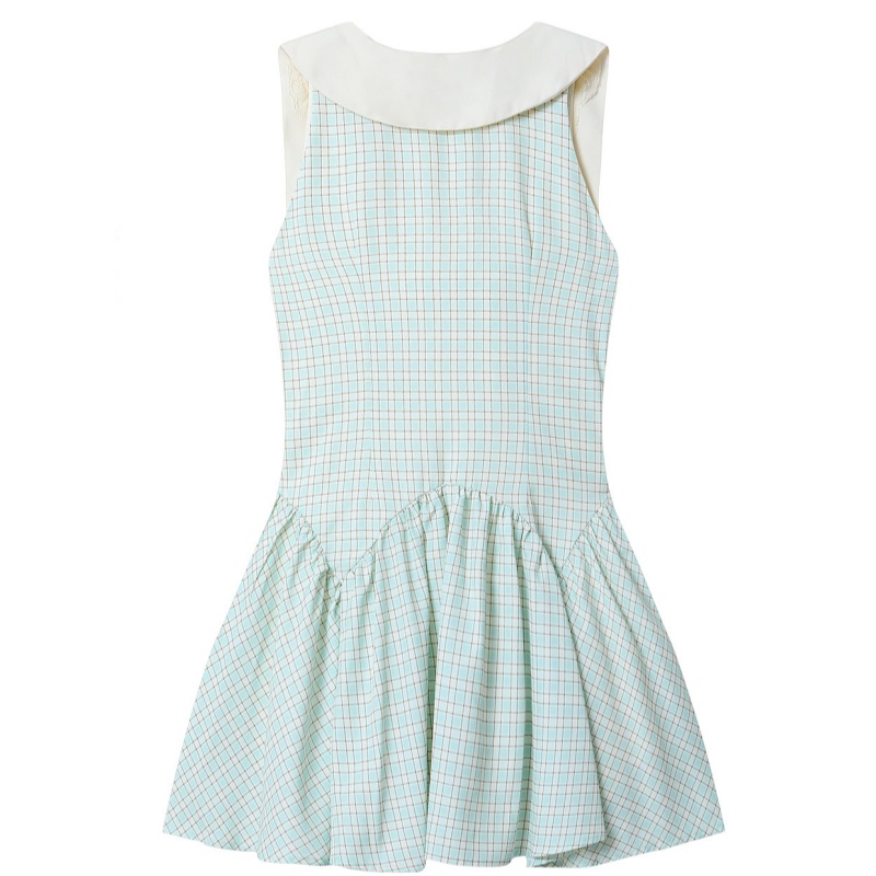 Slimming Bow-Knot Plaid Sleeveless Dress For Women Summer Style