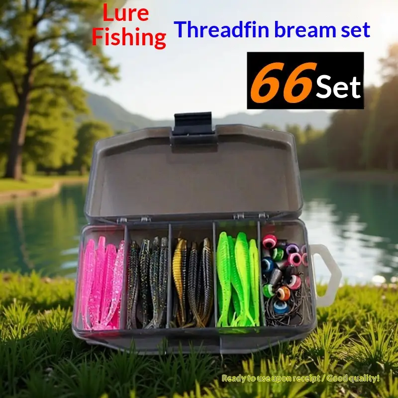 Weihai Soft Bait Set Lure Kit With 66 piece Fork Tailed Worms