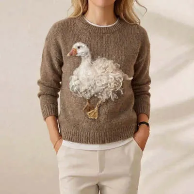 Womens Crew Neck Sweatshirt With A Festive Pumpkin Lantern Print Brown - Shop at LoveMi